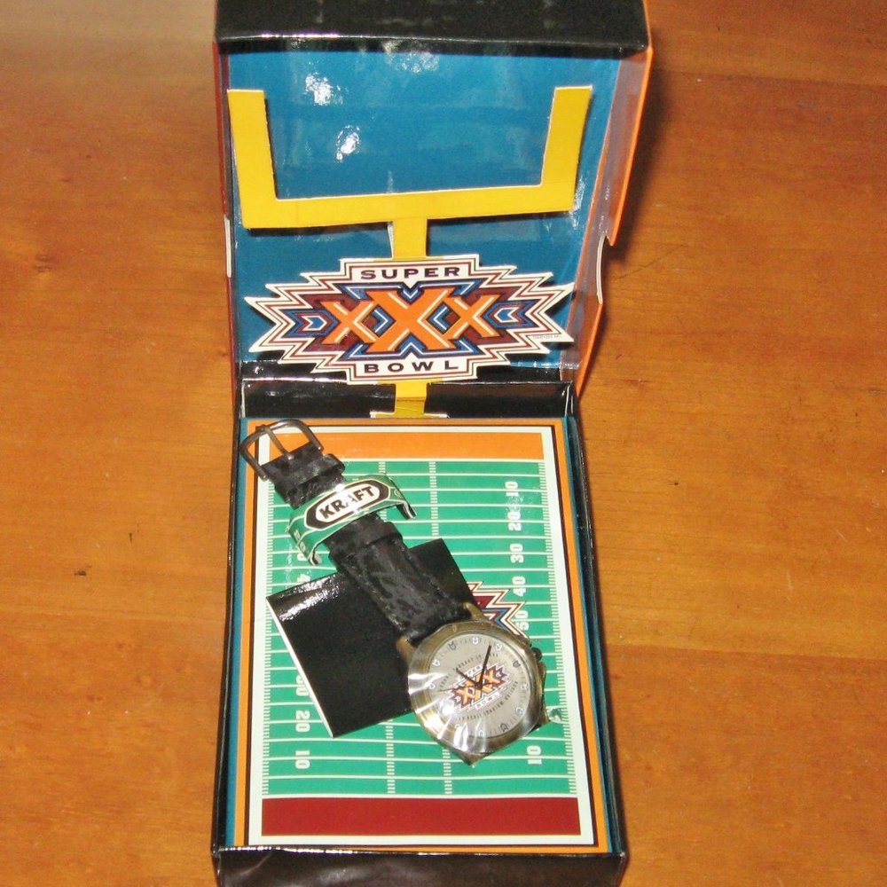 1996 NFL Superbowl Souvenir Watch Kraft Ad NOS w Box Sun Devil Stadium Arizona
